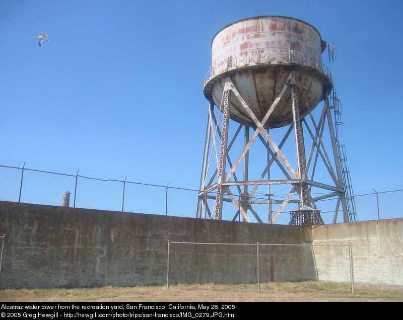 Alcatraz water tower from the recreation yard