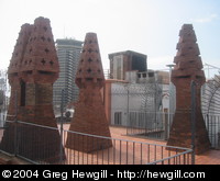 The chimneys from the servants' quarters were just finished in brick, but each one is unique.