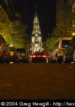 The San Sebastián ccathedral, as viewed from the middle of the street.