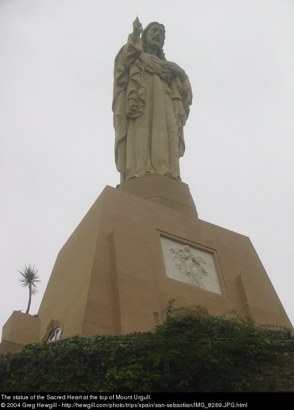 The statue of the Sacred Heart at the top of Mount Urgull.