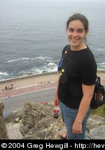 Amy on a bluff overlooking the seafront.