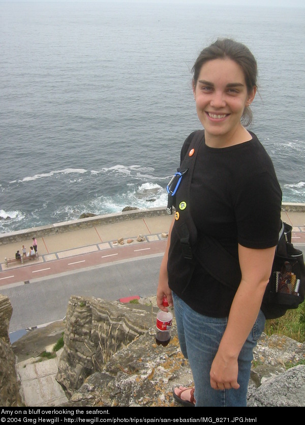Amy on a bluff overlooking the seafront.