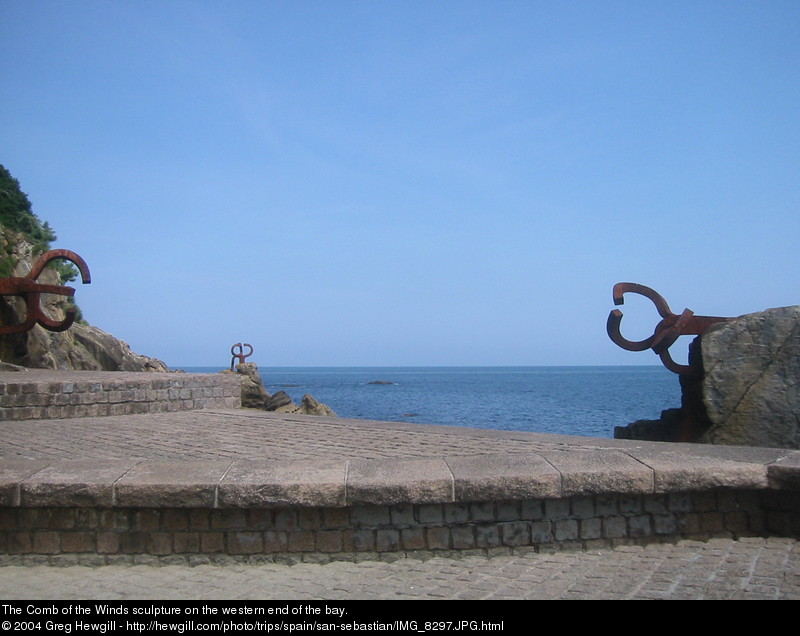 The Comb of the Winds sculpture on the western end of the bay.
