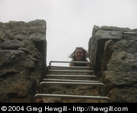 I climbed down the ladder to the water below, Amy has the other picture looking down.