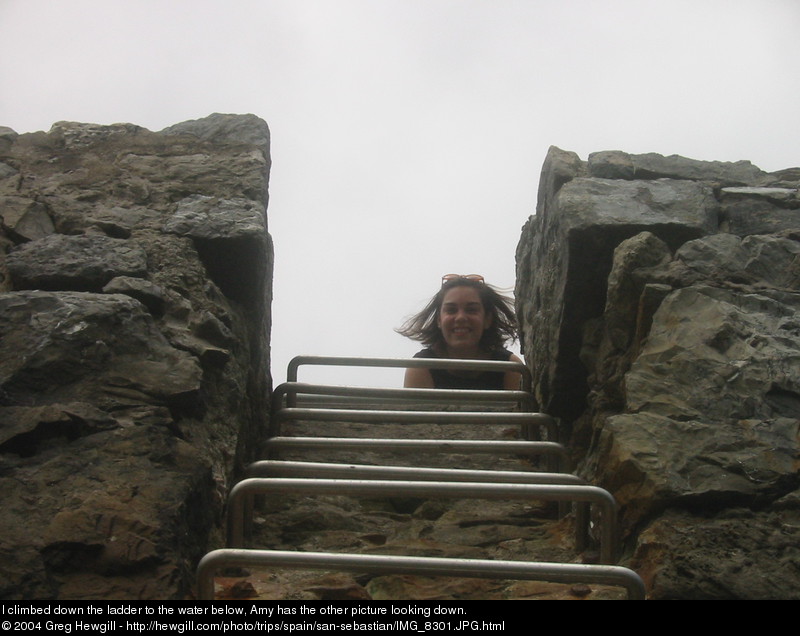 I climbed down the ladder to the water below, Amy has the other picture looking down.