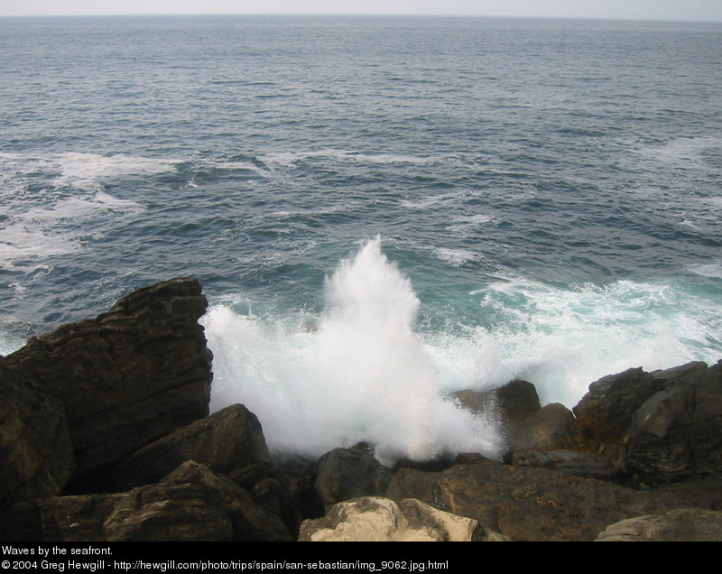 Waves by the seafront.