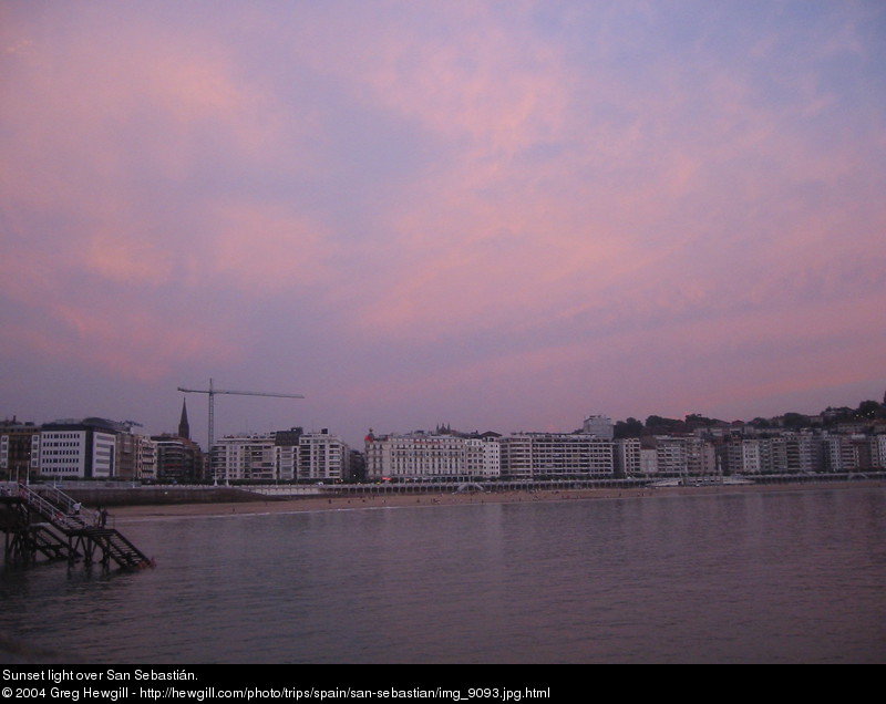 Sunset light over San Sebastián.
