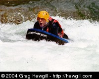This is what they call "hydrospeed". We had a full wetsuit and flippers on, and were going through class 3 and 4 rapids head first!