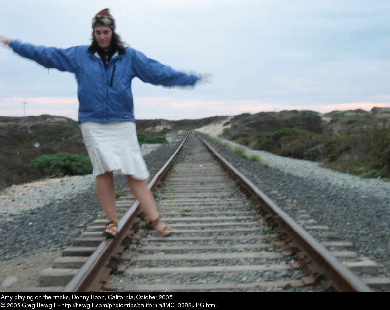 Amy playing on the tracks